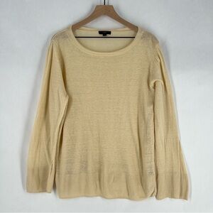 J. Crew Cream Lightweight Linen Relaxed Fit Long Sleeve Sweater Size‎ S